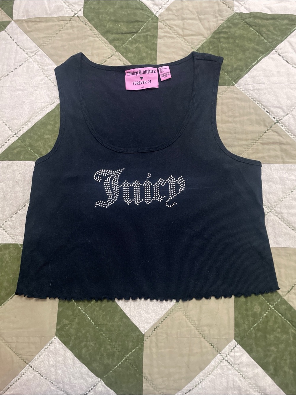 Juicy Couture Black Tank Top with Crystal 'Juicy' Logo